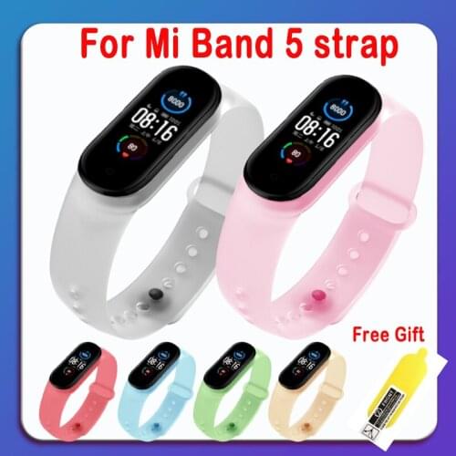 Original firebee strap for mi band 5 bracelet smart band For Xiaomi Mi Band 5 Strap Transparent Jelly color For Miband 5 Band