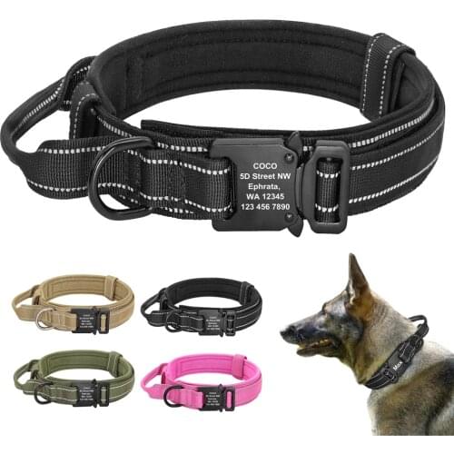 Personalzied Tactical Dog Collar Military Nylon Pet Collar Customized Pet Collar With Quick Control Handle for Large Dogs