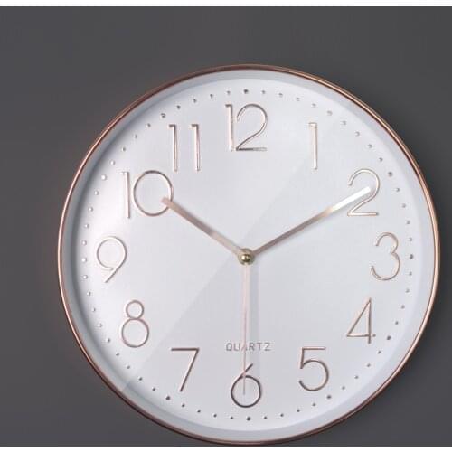 Plastic round 30cm Nordic simple silent quartz wall clock quiet sweep non tick home art decoration wall clock modern design