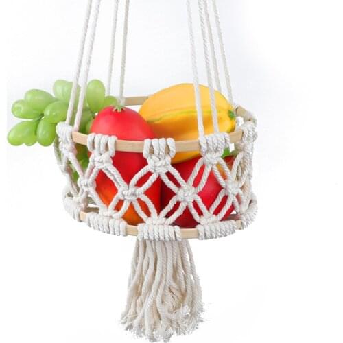 Woven Cotton Rope Fruit Hanging Basket Multifunctional Storage Baskets for Kitchen Living Room Bathroom can CSV