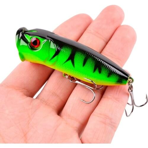 1Pcs Fishing Lures 6.5cm/12g Topwater Popper Bait 5 Color Hard Bait Artificial Wobblers Plastic Fishing Tackle with 6# Hooks