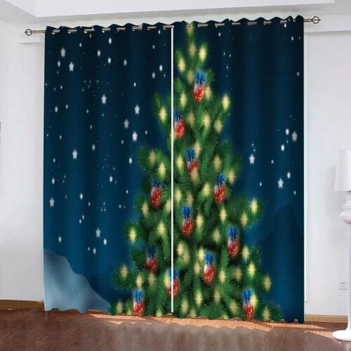 Customized size Luxury Blackout 3D Window Curtains For Living Room blue tree christmas curtains stereoscopic curtains