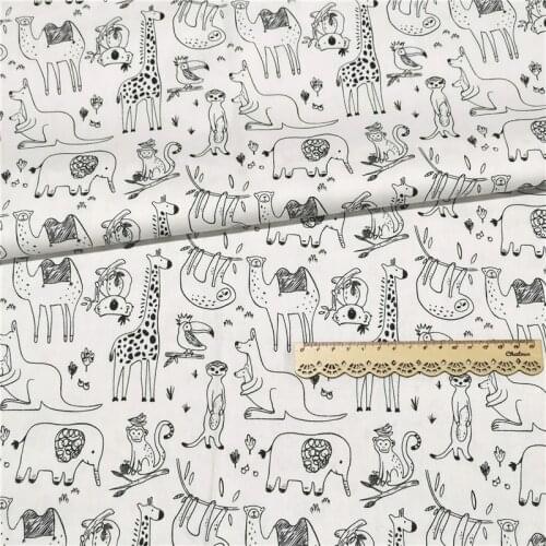 Cute Animals 100% Cotton Twill Fabric For Baby Child, DIY Patchwork Cloth,Sewing Quilting Bed Sheet Materials Fabric