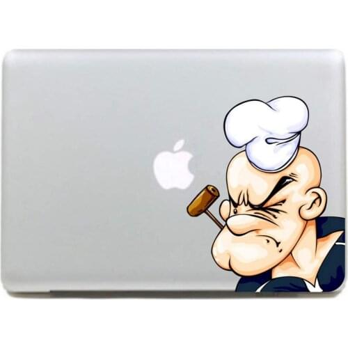 Popeye smoking a pipe Vinyl Decal Sticker for DIY Macbook Pro / Air 11 13 15 Inch Laptop Case Cover Sticker