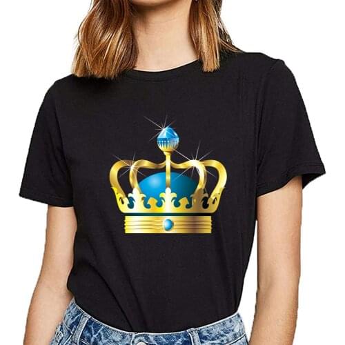 Tops T Shirt Women crowns royalty royal king queen Humor White Custom Female Tshirt