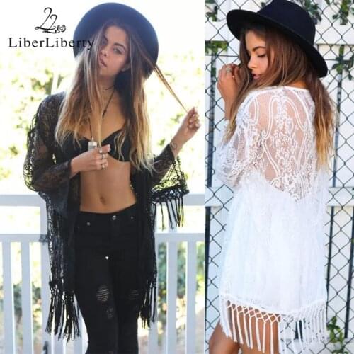 Womens Tassels Cover-ups Fringe Lace Cardigan Beach Cover Up Wraps Sexy Bikini Swimsuit Bathing Suit Beachwear for Women 2018