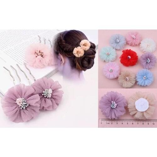 3style Artificial Flowers with Ribbon Wrap Hair Clips Mother Daughter Headdress Hairpins Girls Women Hairclips Hair Accessories