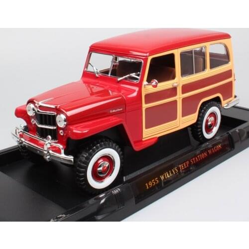 1/18 Big Scale Vintage Willys Jeep Station Wagon Woody Wood Mini Van Ford Rural 1955 Vehicles & Diecast Models Car Toys Replica