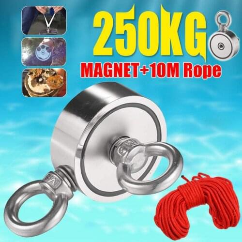 250KG D60mm Double Side Strong Powerful Neodymium Magnet Hook Salvage Magnet Sea Fishing Equipment Holder Pulling Mounting Pot