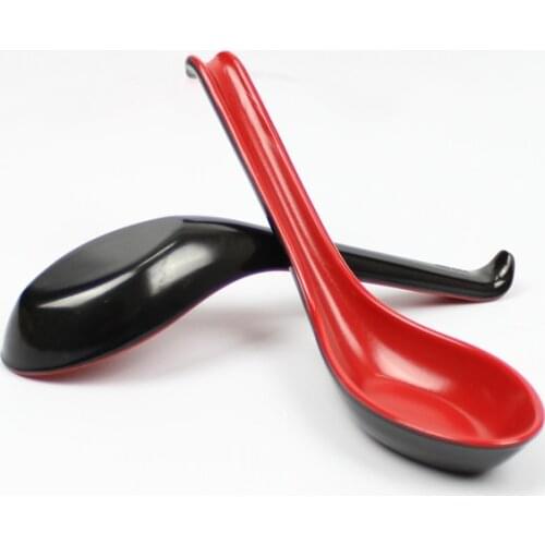 3pcs! Plastic Long handled soup spoon Black Red serving spoon for Chinese Cooking Catering ramen noodles buffet tableware colher