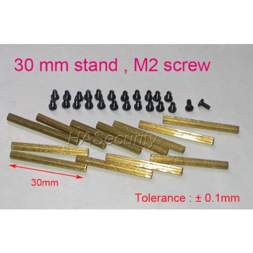 30mm (12pcs) brass stand / brace / puncheon with M2-4mm screw (24pcs) for security camera PCB module installation assembly