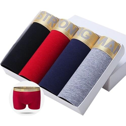 4Pcs Male Panties Cotton Mens Underwear Boxers Breathable Man Boxer Solid Underpants U Style Fashion Comfortable Brand Shorts