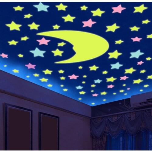 50/100pcs 3D Stars Glow In The Dark Wall Stickers Luminous Fluorescent Wall Stickers For Kids Baby Room Bedroom Ceiling Decor