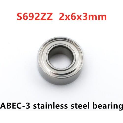50pcs/lot ABEC-3 S692 ZZ 2*6*3 miniature stainless steel deep groove ball bearings S692 -2Z 2x6x3mm