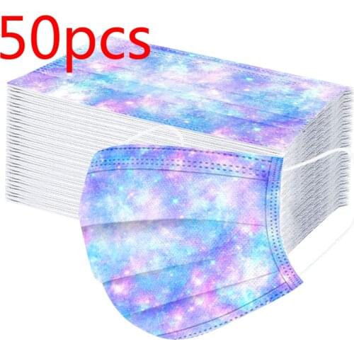 50Pcs Tie-dye Mask For Children Mascararillas Gradient Non Woven Three-layer Disposable Mask Halloween Cosplay Masque Mondkapjes
