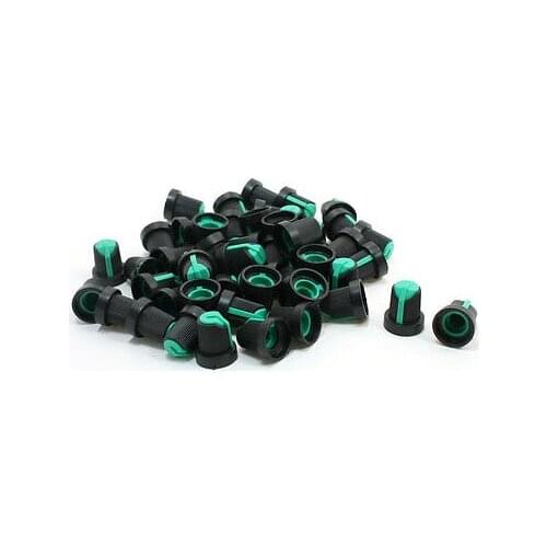 50 Pcs Green Black Plastic Nonslip 6mm 15/64" Shaft Potentiometer Knobs