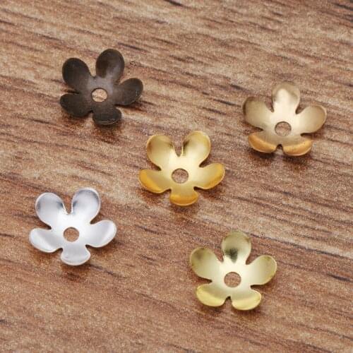500 PCS 9mm Metal Brass Flowers Tray Filigree Flowers Bead Caps DIY Accessories For Jewelry Making