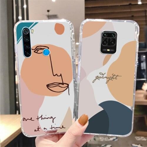 Art Abstract Geometry Transparent Soft Phone Case For Mi10 Mi9T MiA2 MiA3 Mi11 Pro Lite Ultra Redmi Note 6 7 8 8T 9 9S 9ProMax