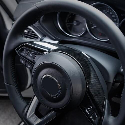 Car Styling ABS Carbon Fiber Steering Wheel Decorative Frame Cover Trim For Mazda 6 Atenza 2019 2020