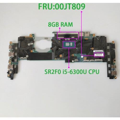 FRU:00JT809 448.04P15.002M w i5-6300U CPU 8G RAM for Lenovo ThinkPad X1 Yoga 1st Gen NoteBook PC Laptop Motherboard