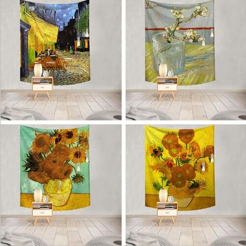 Geometry Famous Van Gogh Print Tapestries Wall Hanging Sunflower tapestry Decorative Blanket Fabric wall tapestry abstract