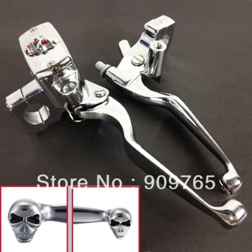 Chrome 1" 25mm Hand 14mm Bore Skull Brake Clutch Lever For Honda Yamaha Suzuki Kawasaki Cruiser Chopper Cafe Racer Old School