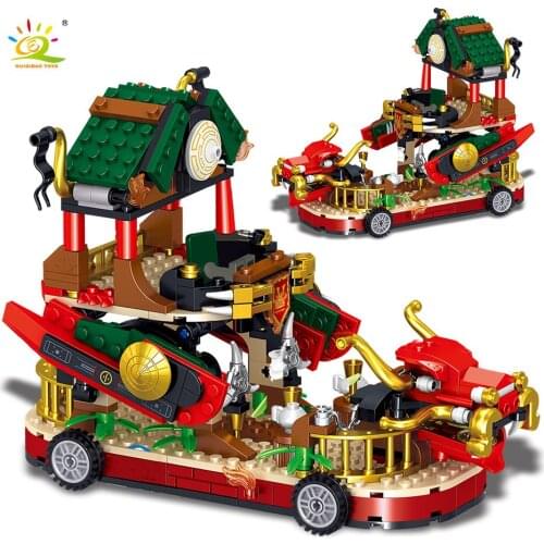 HUIQIBAO 372pcs Ninja Dragon Floated Truck Building Blocks City Mobile Car Set Figures Model Bricks Toys for Children Boys Gift