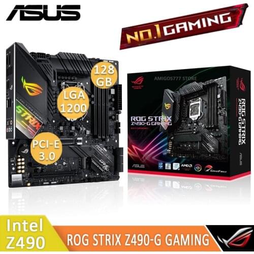 LGA 1200 Asus ROG STRIX Z490-G GAMING Motherboard DDR4 128GB PCI-E 3.0 USB3.2 Gen2 CrossFireX Intel Z490 Gaming Placa-Mãe mATX