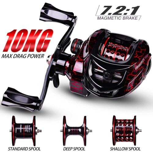 VALHALLA Baitcasting Reel 7.2:1High Speed Fishing Reel 10KG Max Drag Aluminum Spool Reel Carbon Shell Lightweight Wheel Pesca