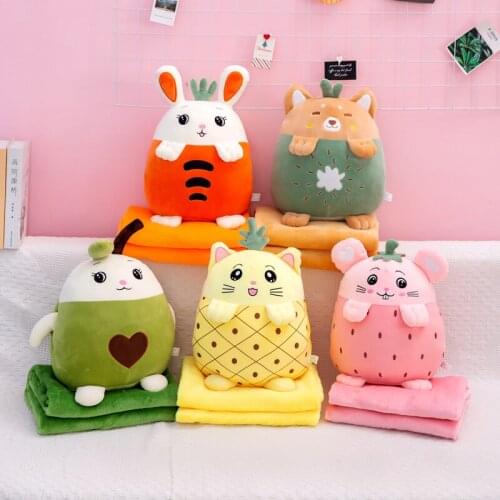 Creative cute fruit animal plush pillow kawaii plush nap pillow nap blanket home office decoration soft outfit holiday gift