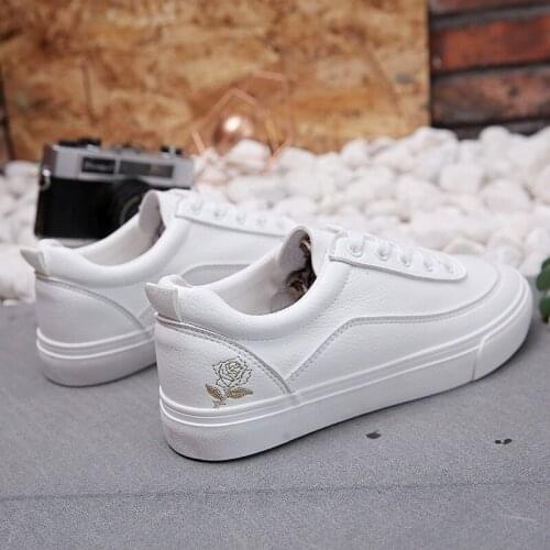 Women Sneakers Fashion Breathble Vulcanized Shoes Pu Leather Casual Shoes Lace Up White Tenis Feminino Zapatos De Mujer