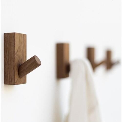 Japanese Solid Wood Hook Door Coat Hanger Bedroom Hanging Clothes Hook Clothing Store Wall Organizer Bathroom Towel Hanger