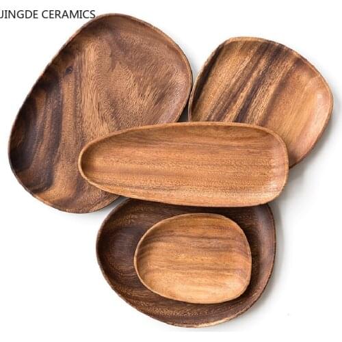 Japanese-style Retro Walnut Solid Wood Tray Hotel Home Restaurant Kitchen Storage Tools Decorations Fruit Snacks Plate Tray