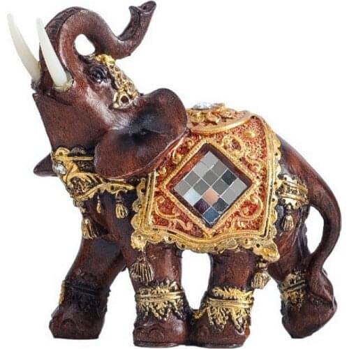 BUF Small Elephant Statues Resin Ornaments Home Decoration Accessories Feng Shui Lucky Animal Sculpture