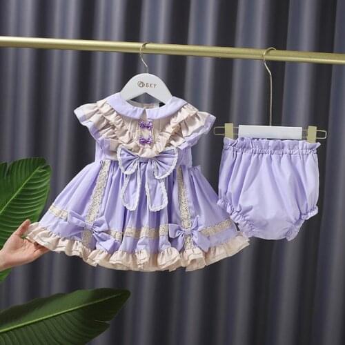 Miayii Baby Clothing Spanish Vintage Ball Gown Lace Bow Birthday Party Easter Girl Lolita Princess Dress A173