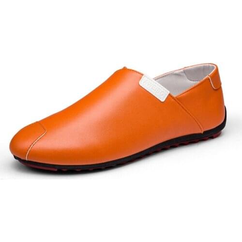 2021 Early Autumn New Fashion Korean Style Leather Casual Shoes for Man Breathable Slip-on Shallow Flat Loafers Handsome