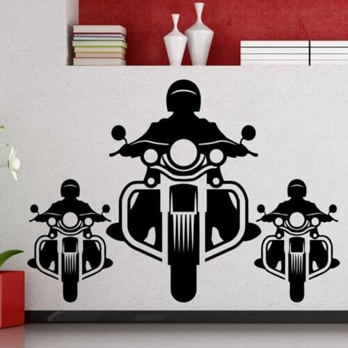Motorcycle Wall Decal Motorcyclist Racer Garage Police Car Station Interior Decor Door Window Vinyl Stickers Cool Wallpaper Q608