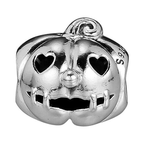 Sweet Pumpkin Charm Beads for Charms Bracelets Women DIY Sterling Silver 925 Jewelry Halloween Heart Beads for Jewelry Making