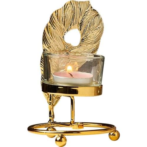 Imitation Copper Alloy Candle Holders Party Wedding Decorations Candlestick Gold Metal Plant Leaves Candelabra Table Centerpiece