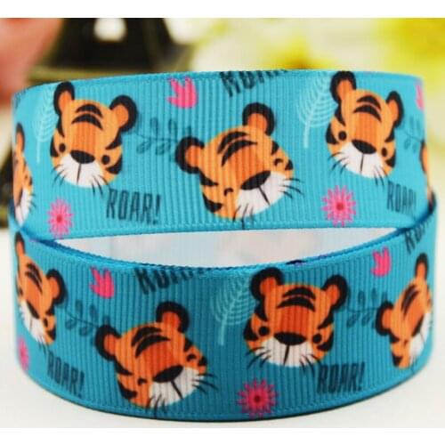 22mm 25mm 38mm 75mm Tiger Cartoon pattern printed Grosgrain Ribbon party decoration 10 Yards X-04073