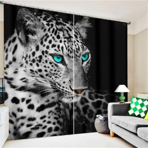 Customized Tiger pattern Luxury 3D Blackout Window Curtain Drapes For Living room Bed room Hotel Wall Tapestry Cortinas