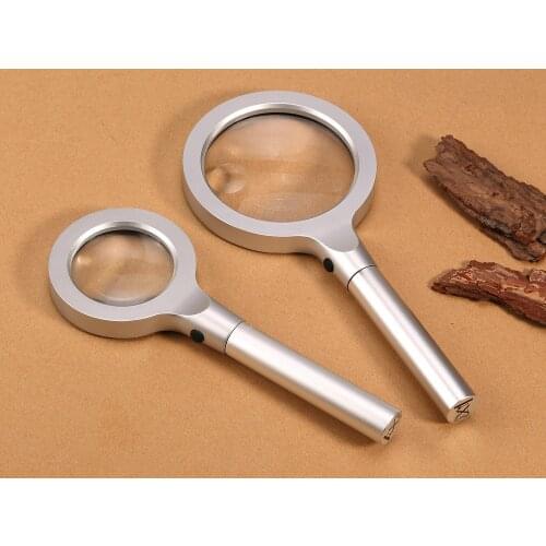 Handheld Lighted Newspaper Reading Magnifying Glass With LED Lights Optical Glass Lens Jewel Magnifier Illuminated Loupe 2.5x 5x