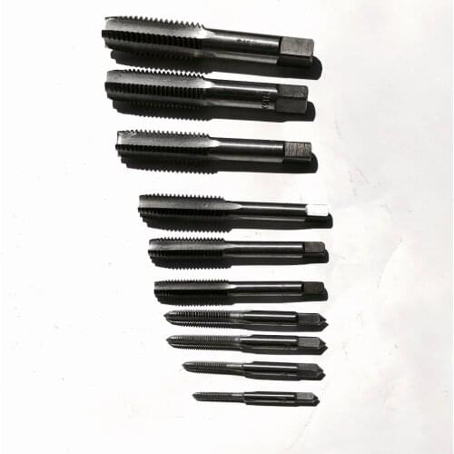Free shipping Alloy steel made 10pcs/set M3-M18 hand taps manual screw taps for DIY manual threading soft metal workpiece