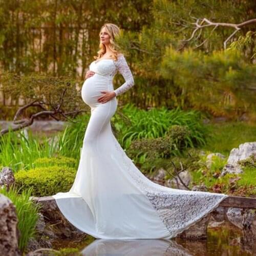 Sexy Lace Maternity Dresses For Baby Showers Photo Shoot Long Fancy Pregnancy Maxi Gown Elegence Pregnant Women Photography Prop