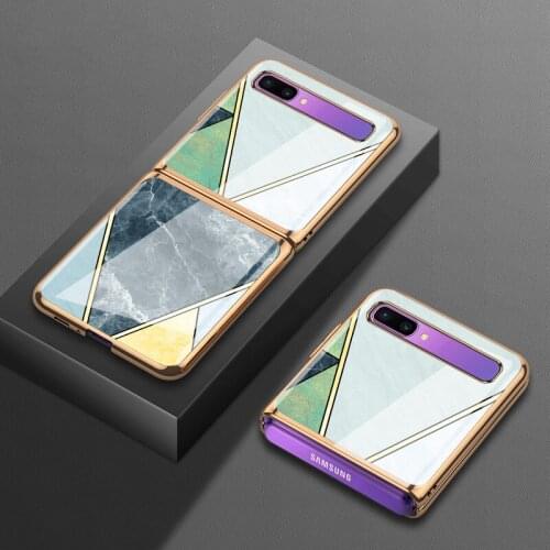 For Samsung zflip folding mobile phone case f7070 protective case f7000 glass plating 5g version f700n fashion idea