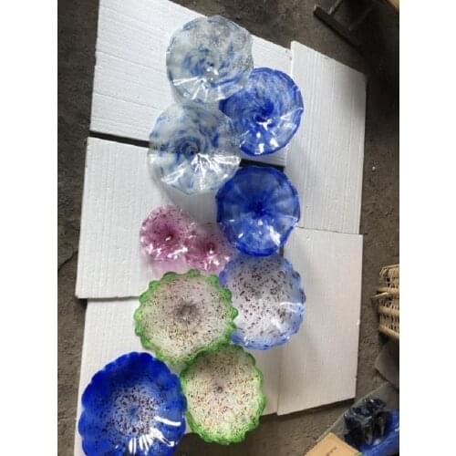 Turkish Murano Flower Shaped Glass Plates Modern Custom Made Hotel and Restaurant Fashion Murano Glass Wall Decoration