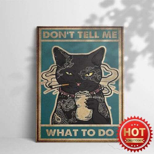 Cat Hilarious Poster, Retro Art Poster, Funny Smoking Cat Print, Animal Wall Art Decor, Humor Cat Drinking Poster, Vintage Art