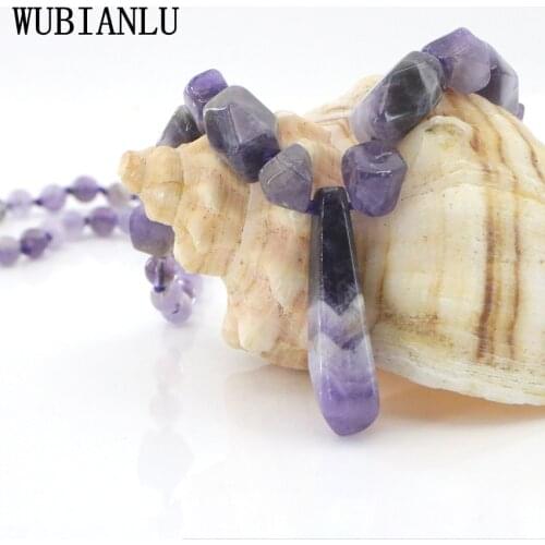 WUBIANLU Natural Irregular Stone Crystal Amethysts Beads Necklace Women In Pendant Necklaces Energy Monitoring Jaspers Jewelry