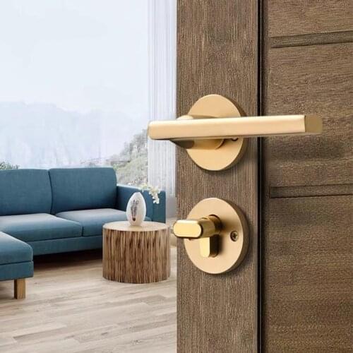 Golden magnetic mute door lock aluminum alloy split lock bedroom door lock bathroom door lock hardware accessories