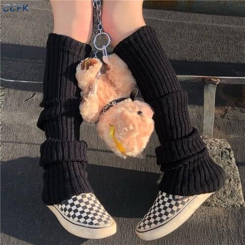 Emo Long Socks Women Outdoor Knee High Elastic Leg Warmers 2021 Lady Warm Gothic Hip Hop Grunge Sock E-girl Harajuku Accessories